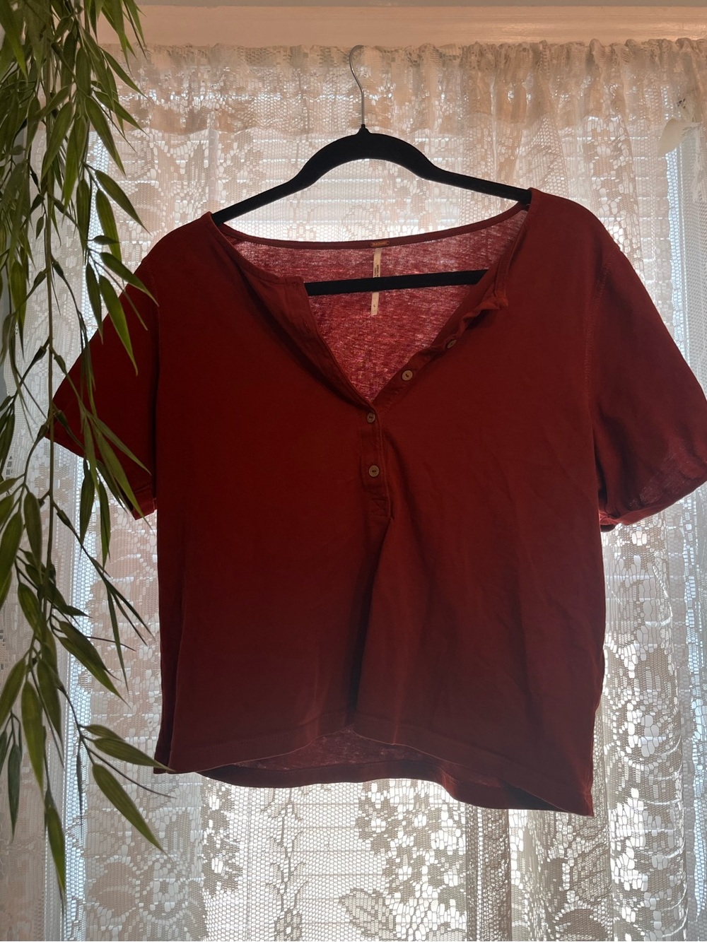 FREE PEOPLE Womens Burgundy Crop Top